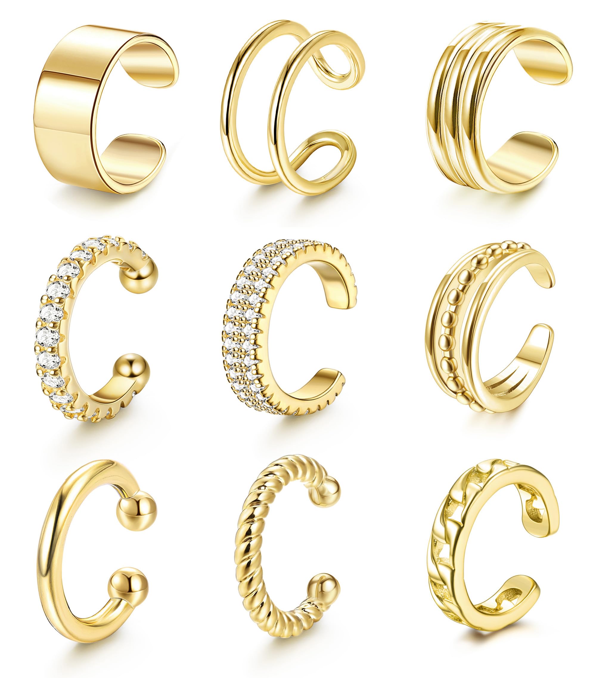 SANNIDHI 15Pcs Chic Golden Ear Cuffs for Women 15 Mixed Designs Ear Cuffs Slide-On Cuffs Non Piercing Earrings Stylish Women Ear Cuffs Earrings SANNIDHI 15Pcs Chic Golden Ear Cuffs for Women 15 Mixed Designs Ear Cuffs Slide-On Cuffs Non Piercing Earrings Stylish Women Ear Cuffs Earrings